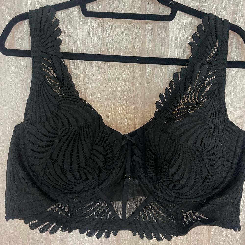 Cacique by Lane Bryant Black French Balconette Longline Bra - 46D
